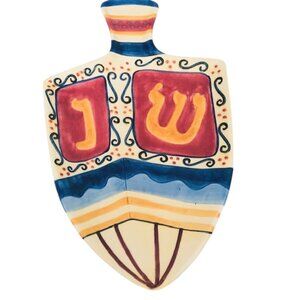 Vintage Hanukkah Ceramic Dreidal Serving Platter 16"